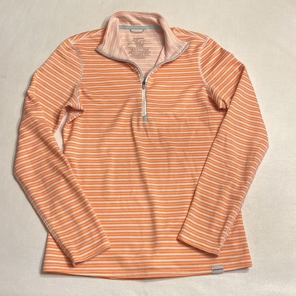 33. Patagonia Orange & White Stripe 3/4 Zip - Picture 4 of 5